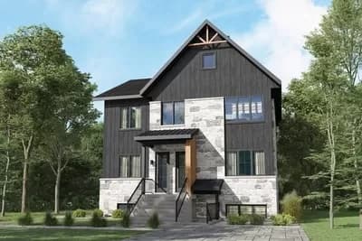 Transitional Farmhouse-Inspired Triplex House Plan with 3 Bedroom Units