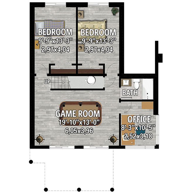 Plan 801084PM: 1661 Square Foot Modern Lake/Mountain House Plan with Walkout Basement - Floor Plan - Lower Level - Mid Century Modern, Modern, Mountain