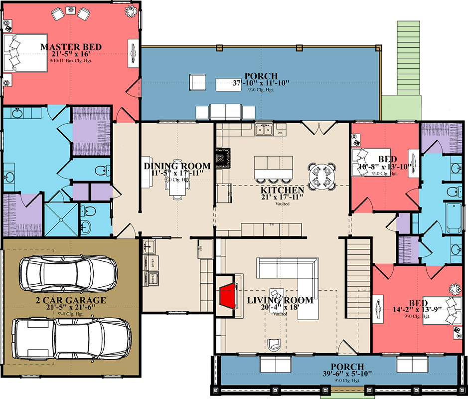 Plan 86385HH: 5300 Square Foot Country Craftsman Plan with Optional Second Level Apartment - Floor Plan - Main Level - Country, Craftsman