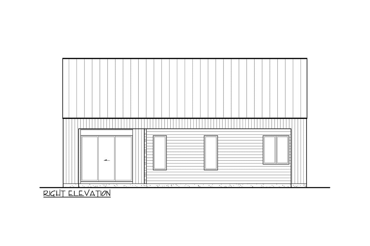 Plan 801089PM: 960 Square Foot 1-Bedroom Modern House Plan - Image #4 - Mid Century Modern, Modern, Mountain, Scandinavian