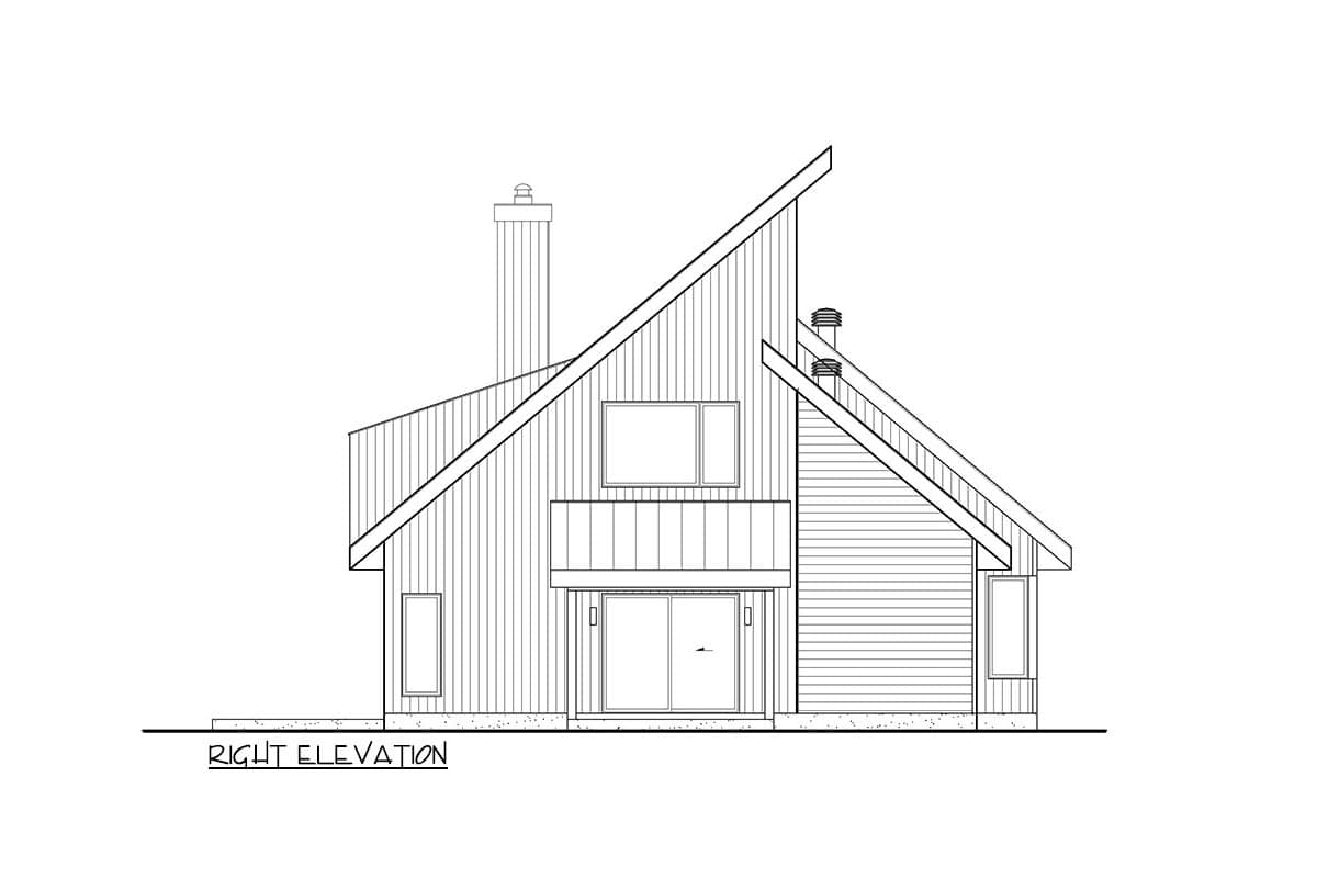 Plan 801092PM: 1343 Square Foot 2-Bedroom Contemporary Cottage House Plan - Image #4 - Contemporary, Mid Century Modern, Modern, Mountain