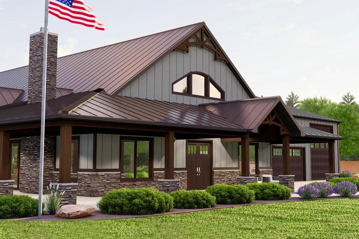Plan 135230GRA: 2-Bed Farmhouse-Inspired Barndo-Style House Plan with Loft and RV-Friendly Garage - Image #6 - Barndominium, Country, Modern Farmhouse