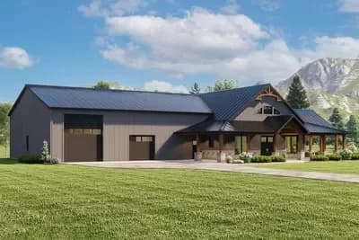 3-Bed RV-Friendly Barndo-Style House Plan Under 3100 Square Feet