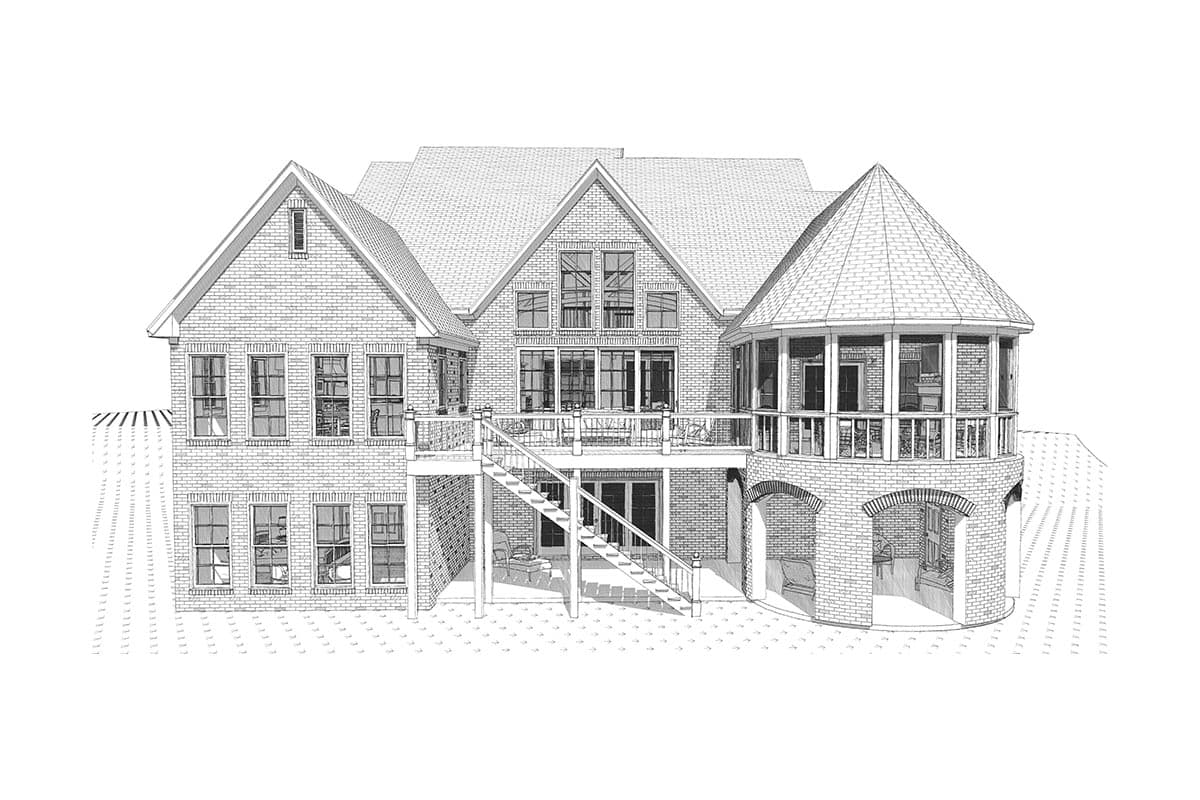 Plan 86388HH: Transitional Tudor Plan with Screened Porch and 4 Garage Bays - Image #7 - European, Transitional, Tudor
