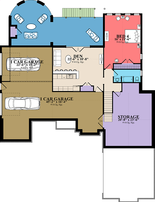 Plan 86388HH: Transitional Tudor Plan with Screened Porch and 4 Garage Bays - Floor Plan - Lower Level - European, Transitional, Tudor