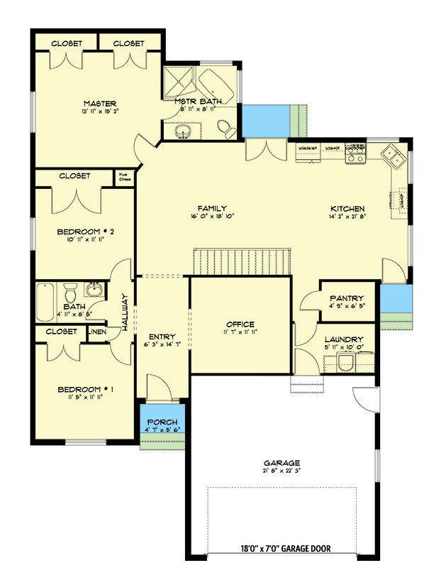 Plan 61431UT: 1714 Square Foot Hip Roof Ranch House Plan with Brick Exterior - Floor Plan - Main Level - Ranch, Southern, Traditional