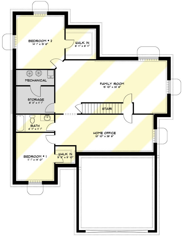 Plan 61431UT: 1714 Square Foot Hip Roof Ranch House Plan with Brick Exterior - Floor Plan - Lower Level - Ranch, Southern, Traditional