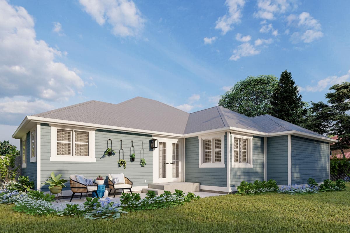 Plan 61431UT: 1714 Square Foot Hip Roof Ranch House Plan with Brick Exterior - Image #4 - Ranch, Southern, Traditional