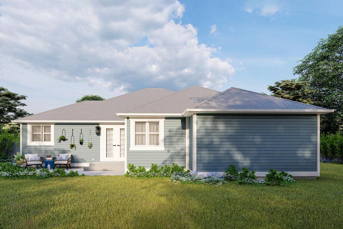 Plan 61431UT: 1714 Square Foot Hip Roof Ranch House Plan with Brick Exterior - Image #5 - Ranch, Southern, Traditional