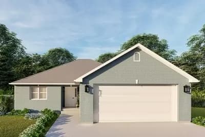 1714 Square Foot Hip Roof Ranch House Plan with Brick Exterior