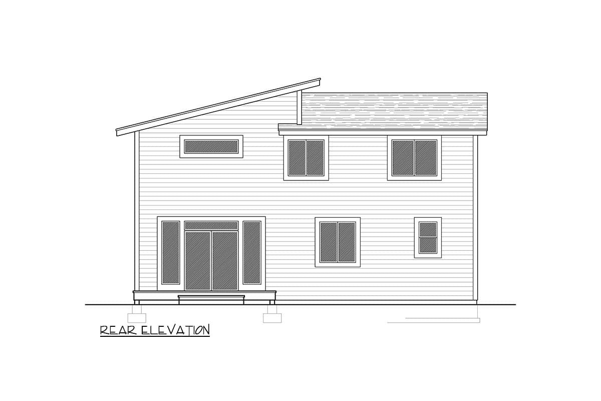 Plan 267016SPK: Master Up Modern House Plan Under 1900 Square Feet with 2-Sided Fireplace - Image #4 - Mid Century Modern, Modern, Northwest, Traditional