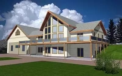 Mountain House Plan with Airplane Hanger