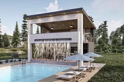 2-Story Pool House with Bunk Room and Large Covered Patio and a Loft
