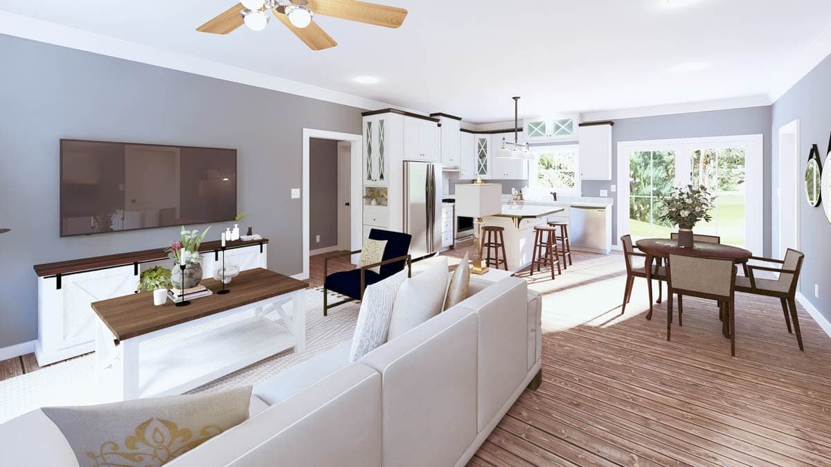 Plan 25029DH: 3-Bed One Story Country Home Plan with No Wasted Space and a Side-Entry Garage - Image #5 - Country, Craftsman, Ranch, Rustic