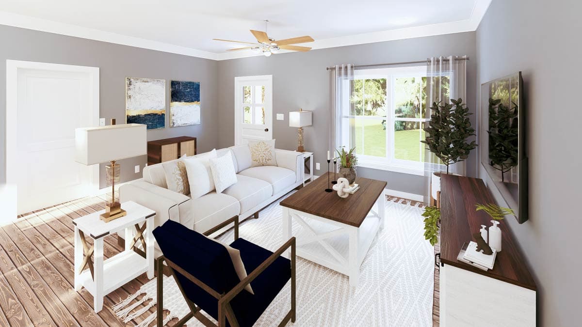 Plan 25029DH: 3-Bed One Story Country Home Plan with No Wasted Space and a Side-Entry Garage - Image #8 - Country, Craftsman, Ranch, Rustic