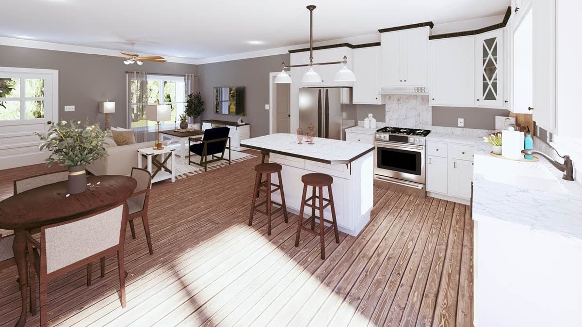 Plan 25029DH: 3-Bed One Story Country Home Plan with No Wasted Space and a Side-Entry Garage - Image #6 - Country, Craftsman, Ranch, Rustic