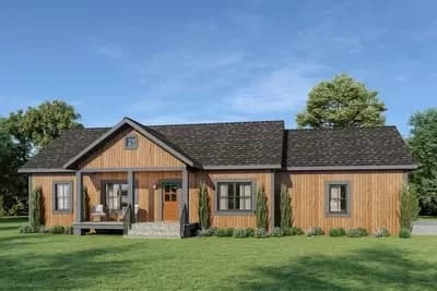 3-Bed One Story Country Home Plan with No Wasted Space and a Side-Entry Garage