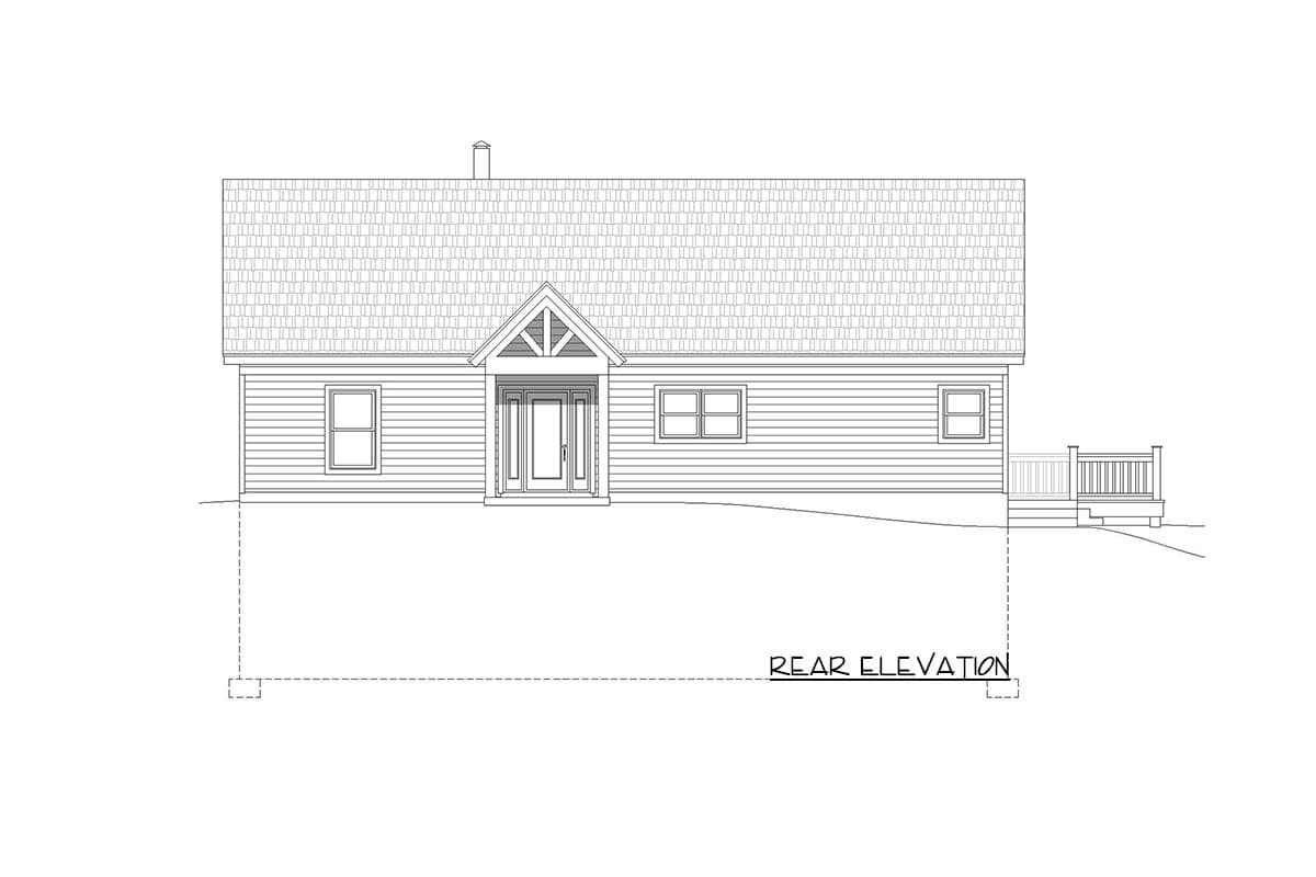 Plan 680119VR: 1500 Square Foot Simple Country Home Plan for the Rear Sloping Lot - Image #5 - Country, Mountain, Ranch, Traditional