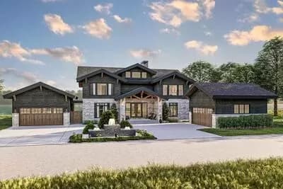 Rustic Craftsman House Plan Under 3800 Square Feet with Two Garages