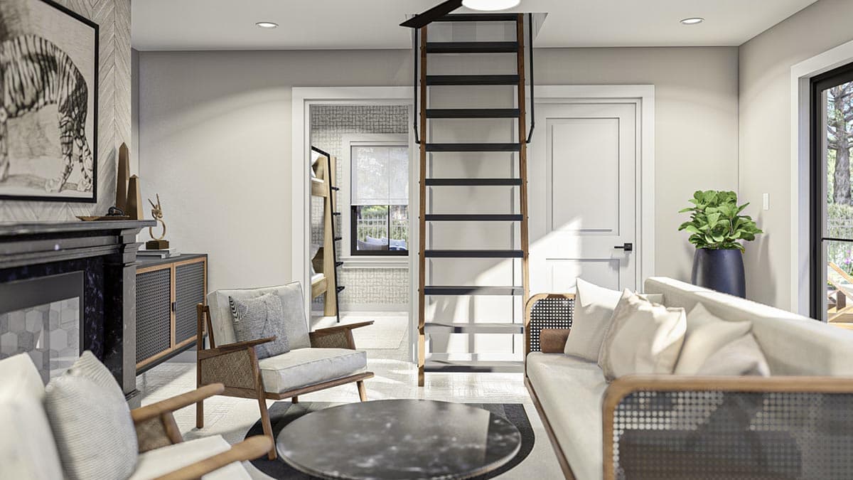 Plan 623231DJ: Modern Farmhouse Pool House with Bunk Room and Loft - Image #8 - Contemporary, Modern Farmhouse