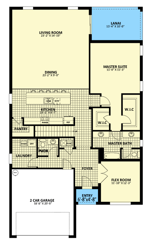 Plan 82324KA: 2 Story House Plan Under 2900 Square Feet with Flex Room and Main Floor Master - Floor Plan - Main Level - Contemporary, Florida-Style, Traditional