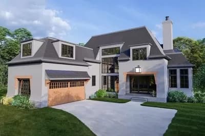 3709 Square Foot Transitional House Plan with Home Office and Play Room