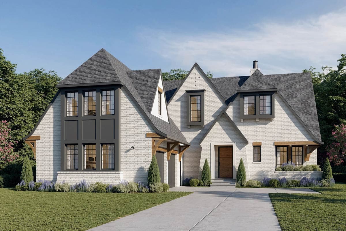 Plan 93176EL: Transitional Acadian House Plan with First-floor Office and Owner's Suite - Image #1 - Acadian, European, New American, Southern, Transitional