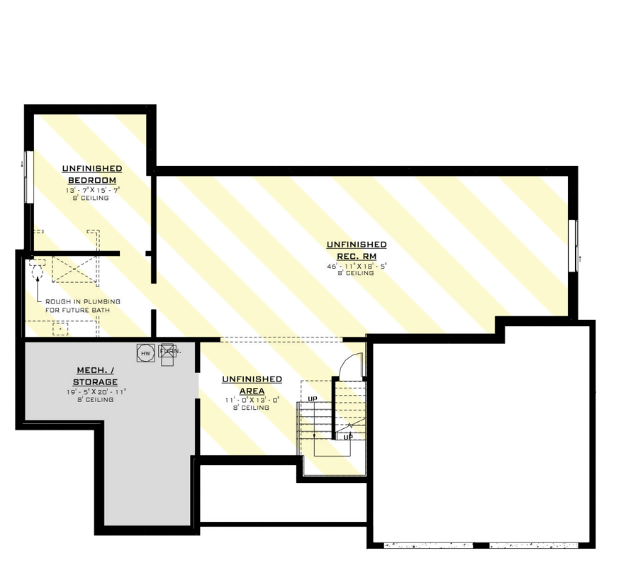 Plan 770503JME: New American House Plan Under 2600 Square Feet with Option to Finish Basement - Floor Plan - Optionally Finished Lower Level - Country, Craftsman, Farmhouse, Modern Farmhouse, New American