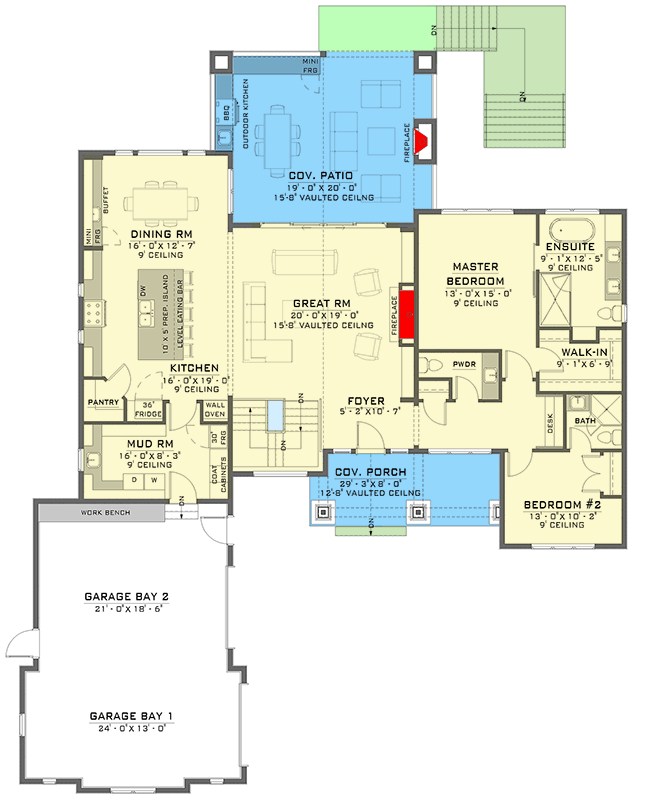 Plan 770506JME: Contemporary Craftsman Plan with Optional Lower Level - Floor Plan - Main Level - Contemporary, Craftsman, Ranch