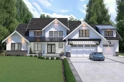2-Story New American Home Plan with Optional In-Law Suite above Garage