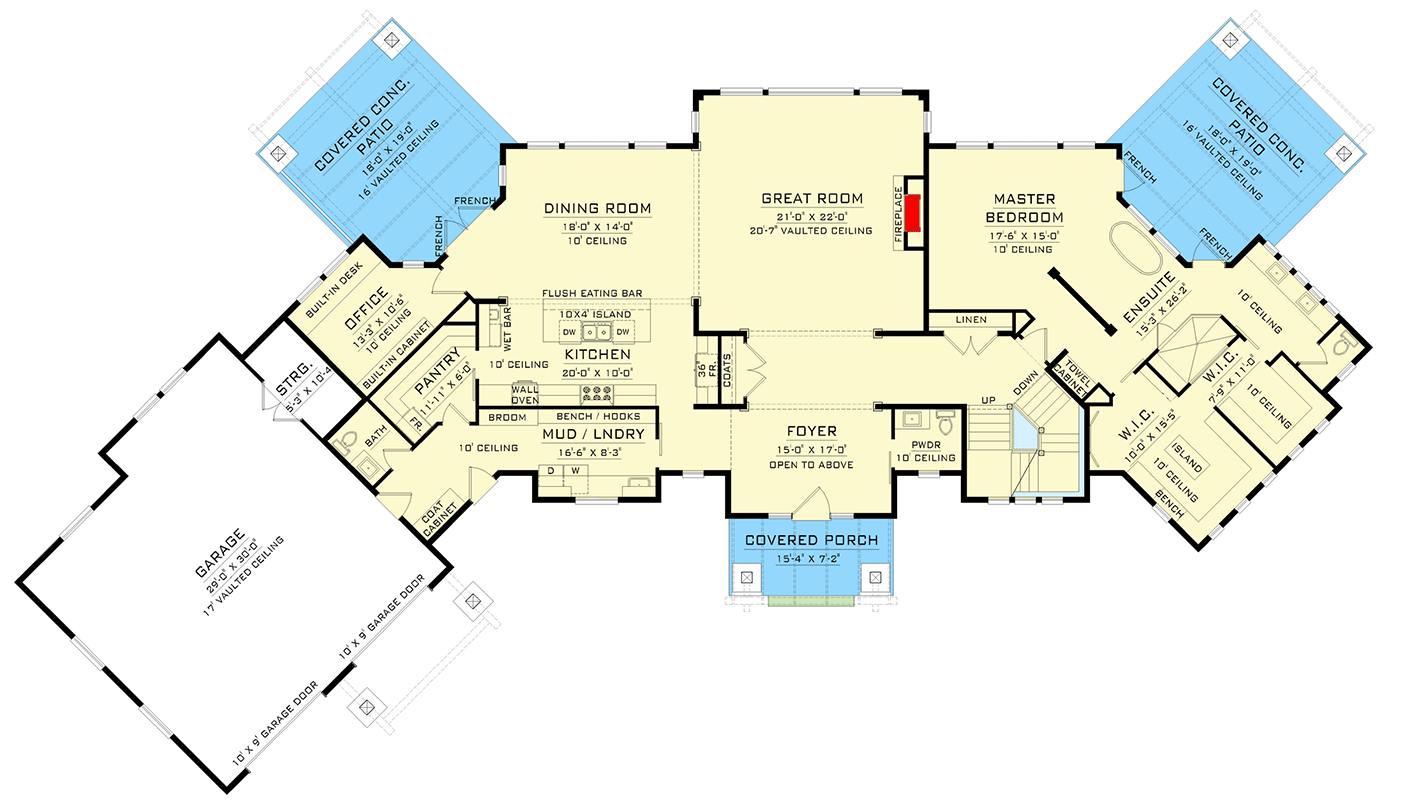 Plan 770509JME: Mountain Craftsman Plan Under 4000 Square Feet with Optional Lower Level - Floor Plan - Main Level - Country, Craftsman, Mountain, New American, Rustic