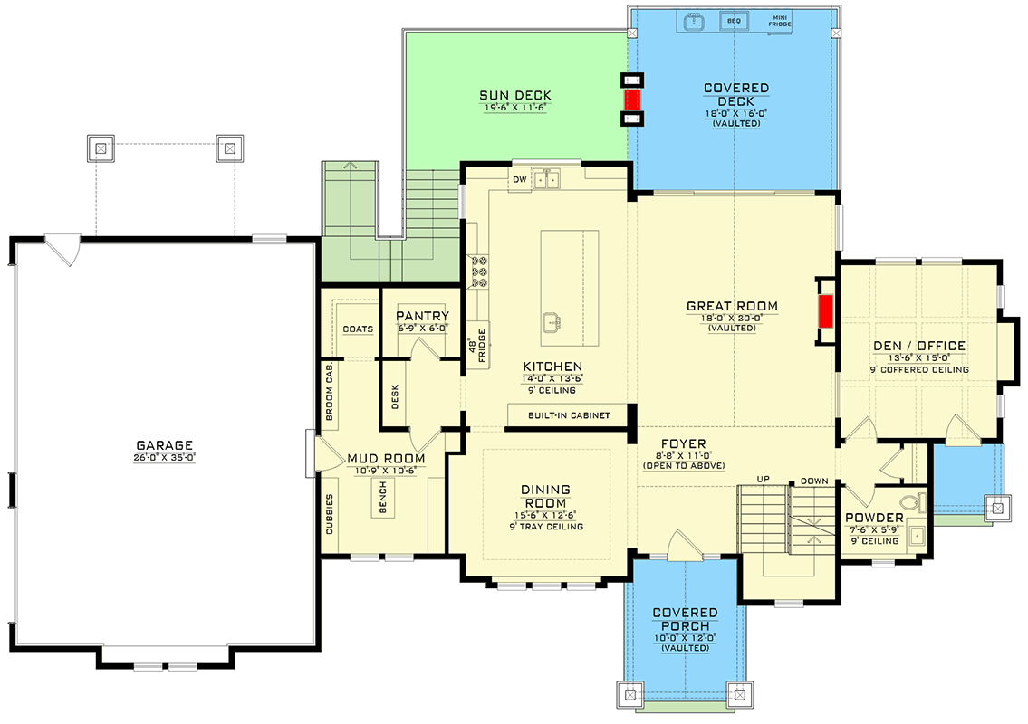 Plan 770510JME: 3-Bed Mountain Craftsman Plan with Vaulted Great Room - Floor Plan - Main Level - Country, Craftsman, Mountain, New American