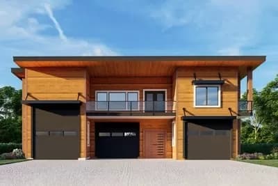 Modern 2-Bed House Plan with 3 Garage Bays: an RV, a Tandem and Shop