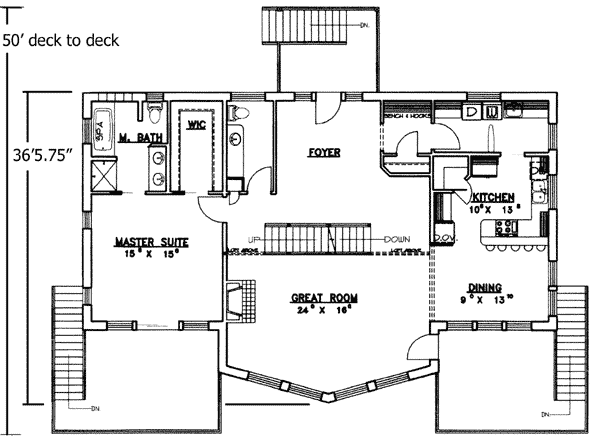 Plan 35051GH: Great Views with Garage Options - Floor Plan - Main Level - Contemporary, Mountain, Vacation