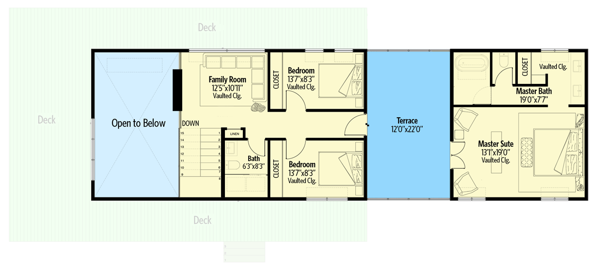 Plan 311038RMZ: Modern 2-Story Home Plan with Over 2,900 Square Feet of Living Space - Floor Plan - 2nd Floor - Contemporary, European, Modern, Mountain, Scandinavian