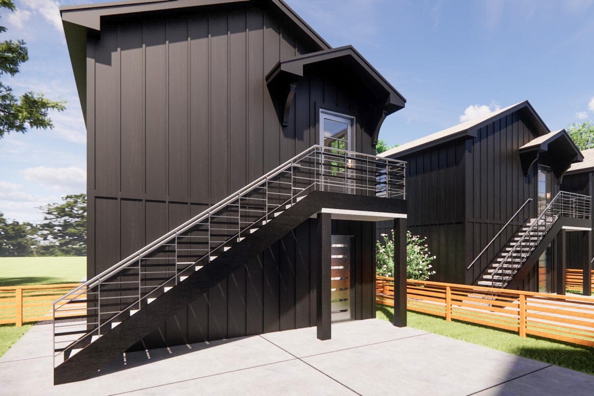 Plan 421513CHD: 19-Foot-Wide Transitional Tudor House Plan with Detached Garage with ADU Apartment Above - Image #4 - Contemporary, European, Transitional, Tudor