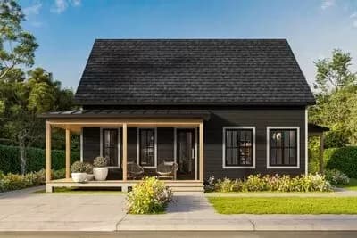 5-Bedroom Simple Farmhouse Plan with Finished Basement and Large Covered Porches