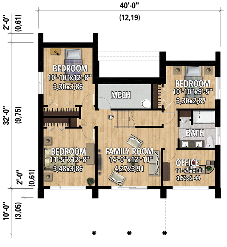 Plan 801104PM: 2030 Square Foot Contemporary 4-Bed House Plan with Open Concept Main Floor - Floor Plan - Lower Level - Contemporary, Modern, Mountain, Transitional