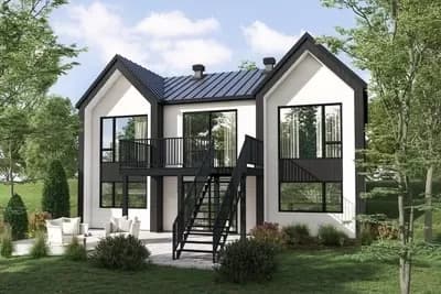 2030 Square Foot Contemporary 4-Bed House Plan with Open Concept Main Floor