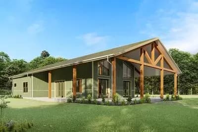 1600 Square Foot Rustic Barndominium with Wraparound Porch