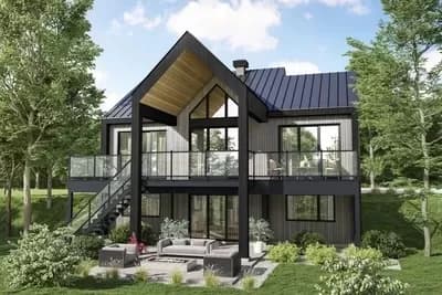 1100 Sq Ft Contemporary Lake Home Plan with Views to the Back