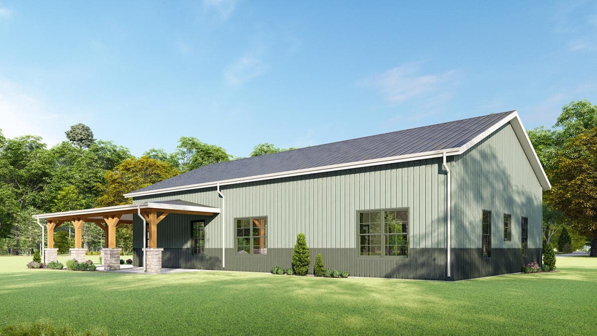 Plan 777043MTL: 1760 Square Foot 3-Bed Rustic One-Story Farmhouse with 3-Side Wraparound Porch - Image #7 - Barndominium, Country, Farmhouse, Ranch, Rustic