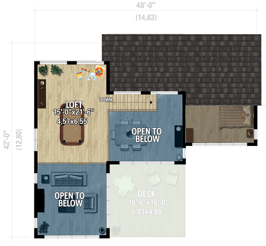 Plan 801109PM: Lake House Plan with Three Levels of Living and Views in Back - Floor Plan - 2nd Floor - Mountain