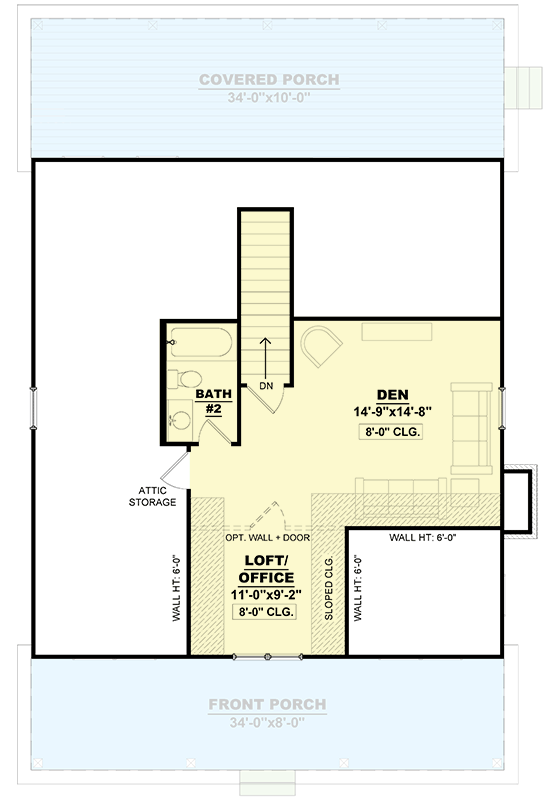Plan 810019RBT: 1600 Square Foot Country Home Plan with Two Flex Rooms - Floor Plan - 2nd Floor - Cabin, Cottage, Country, Farmhouse, Ranch, Traditional