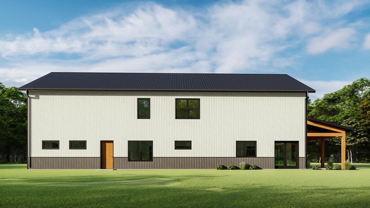 Plan 777044MTL: 4-Bed Barndominium Over 2500 Square Feet with 2-Story Great Room - Image #4 - Barndominium, Country, Craftsman, New American