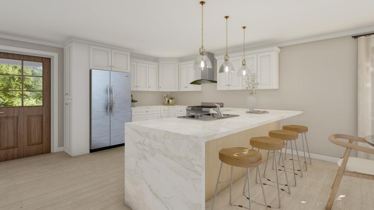 Plan 810020RBT: 1-Story Farmhouse Cottage Home Plan with 8' and 10' Foot Deep Porches Front and Back - Image #6 - Cabin, Cottage, Country, Farmhouse, Modern Farmhouse, Rustic, Traditional, Vacation