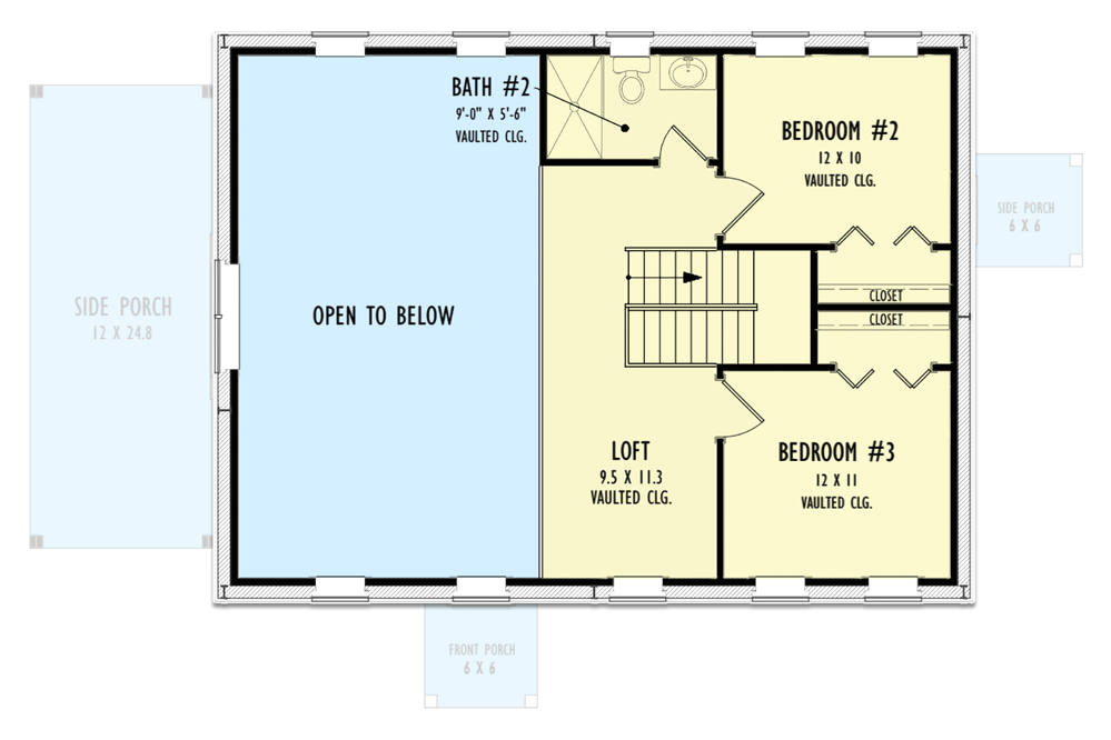 Plan 777045MTL: Boxy Barndominium-Style House Plan with Vaulted Side Porch - Floor Plan - 2nd Floor - Barndominium, Country, Rustic, Traditional