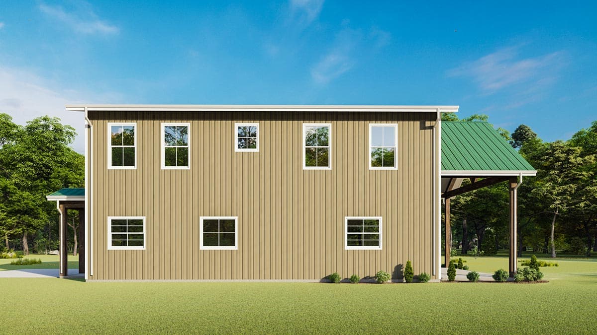 Plan 777045MTL: Boxy Barndominium-Style House Plan with Vaulted Side Porch - Image #4 - Barndominium, Country, Rustic, Traditional