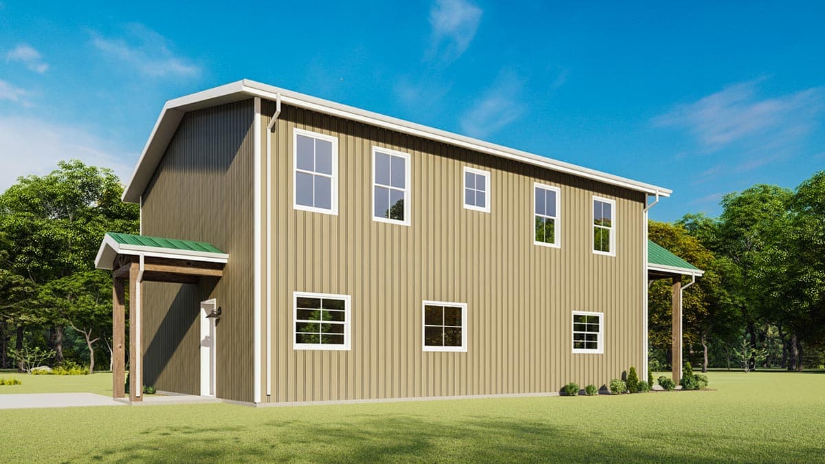 Plan 777045MTL: Boxy Barndominium-Style House Plan with Vaulted Side Porch - Image #5 - Barndominium, Country, Rustic, Traditional