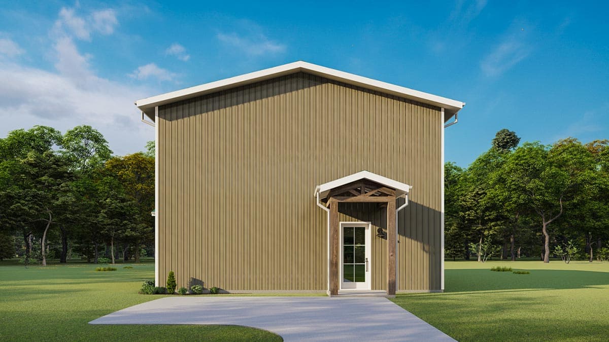 Plan 777045MTL: Boxy Barndominium-Style House Plan with Vaulted Side Porch - Image #6 - Barndominium, Country, Rustic, Traditional